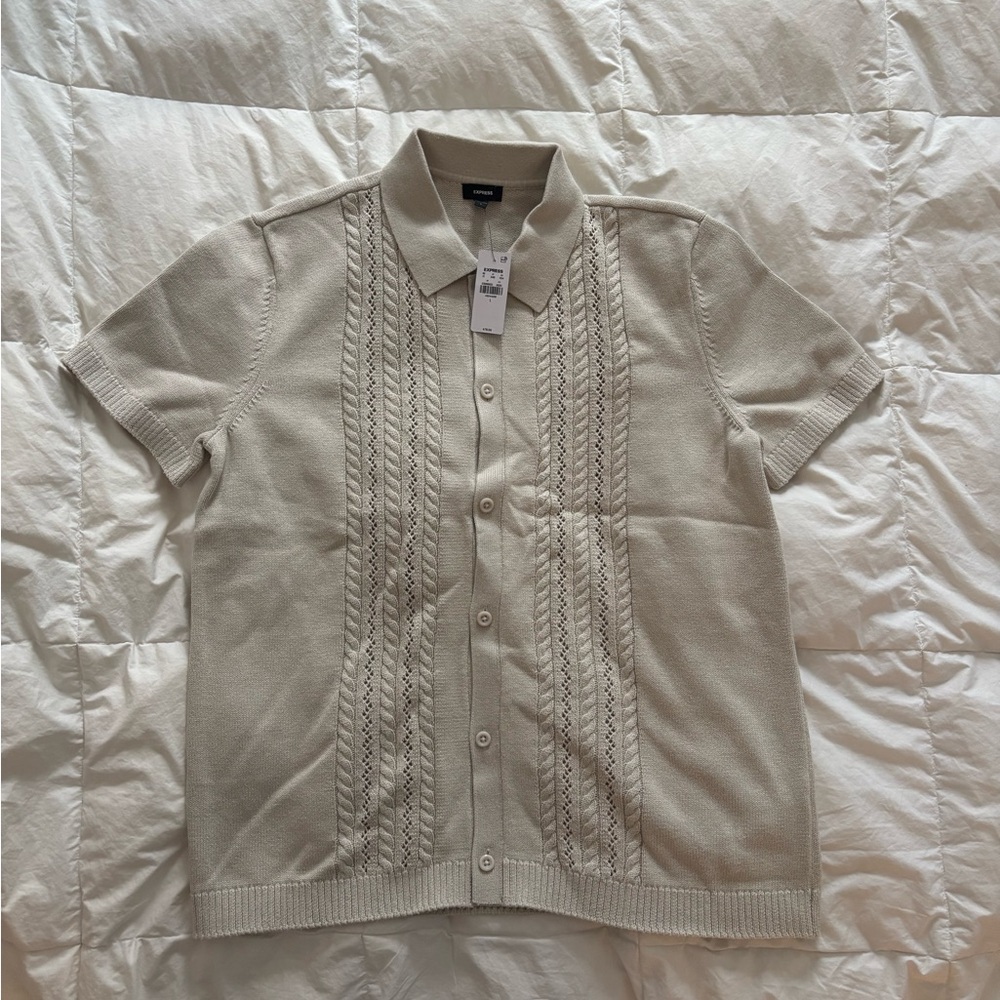 NWT Men's Express Beige Short Sleeve Knit Top